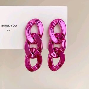 🍉5 for $25* Pink Metallic Chain Earrings